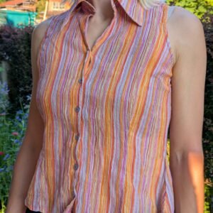 Ärmellose Bluse mit Spitzkragen Second Hand