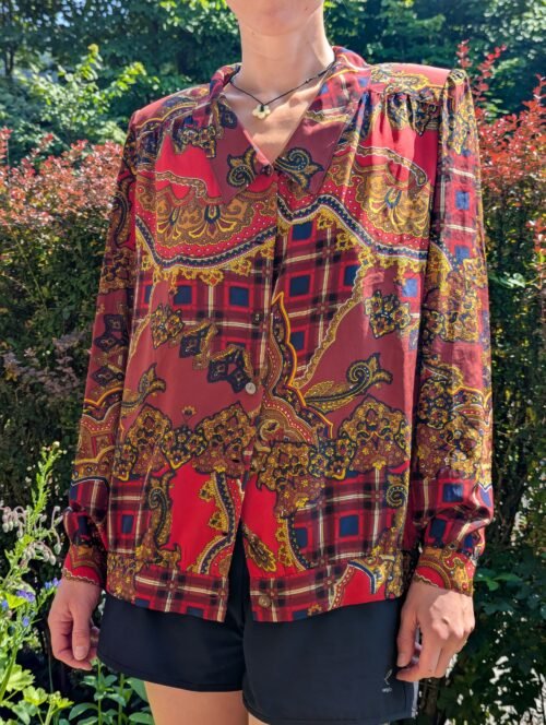 Trippy Style Bluse mit Schulterpolstern Second Hand