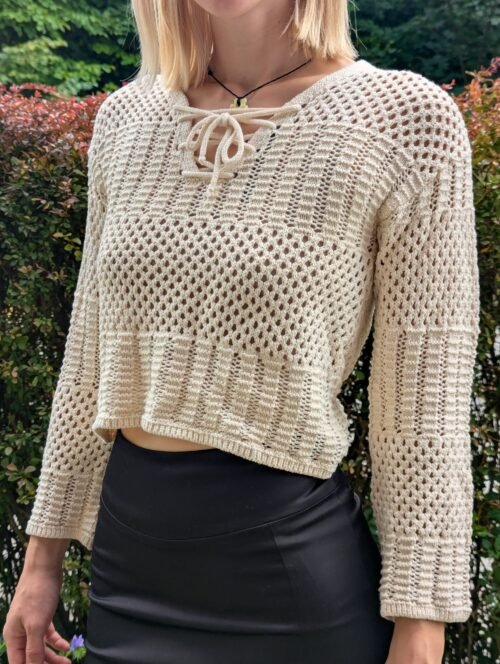 Gehäkelter Strickpullover Second Hand